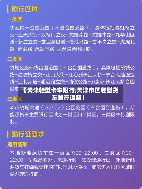 【天津轻型卡车限行,天津市区轻型货车禁行道路】