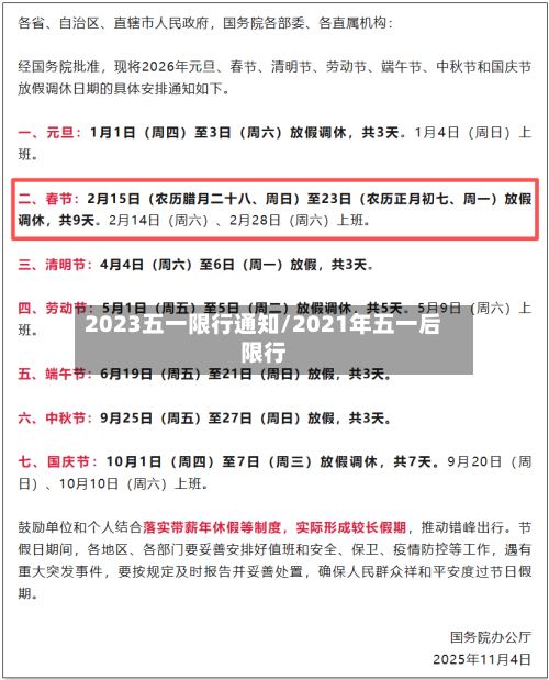 2023五一限行通知/2021年五一后限行
