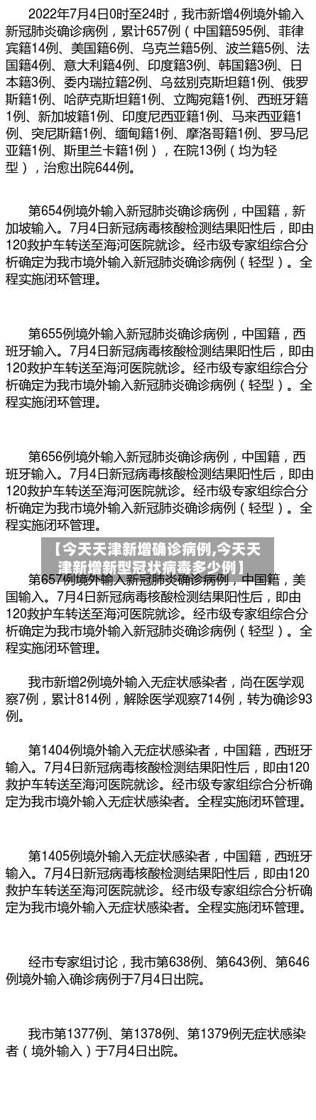 【今天天津新增确诊病例,今天天津新增新型冠状病毒多少例】