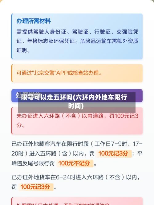 限号可以走五环吗(六环内外地车限行时间)