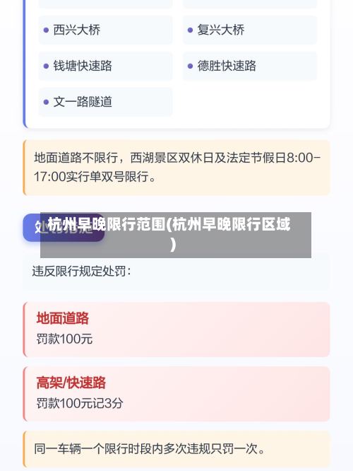 杭州早晚限行范围(杭州早晚限行区域)