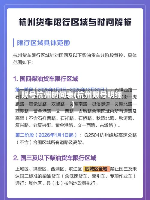 限号杭州时间表(杭州限号明细)